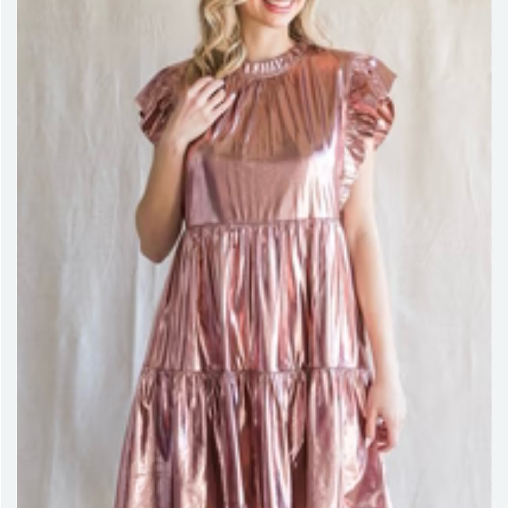 TCEC Metallic Mauve Pink Evening Dress